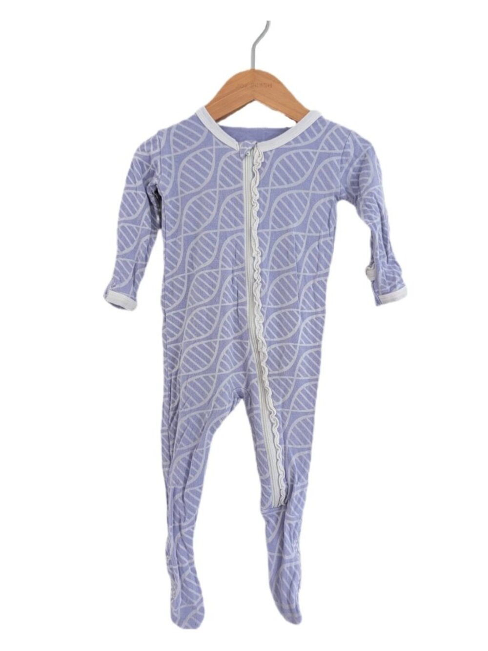 Kickee Pants Purple Geometric Leaf Bamboo Footed Sleeper 3-6m